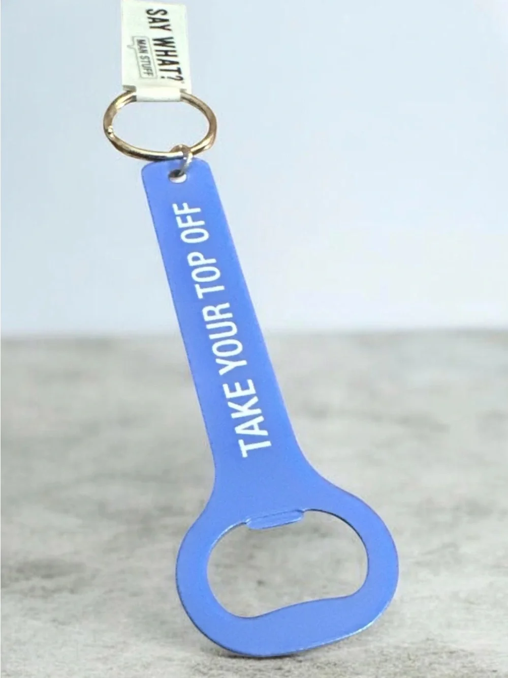 Blue 'Take Your Top Off' Bottle Opener Keychain 1265
